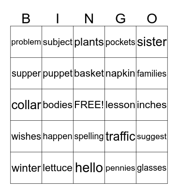 Purple Group BINGO Card