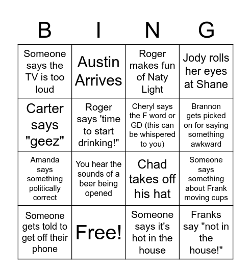 Brocato Bingo Card