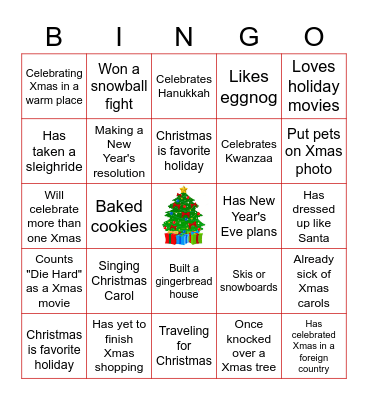 RDB Holiday BINGO Card