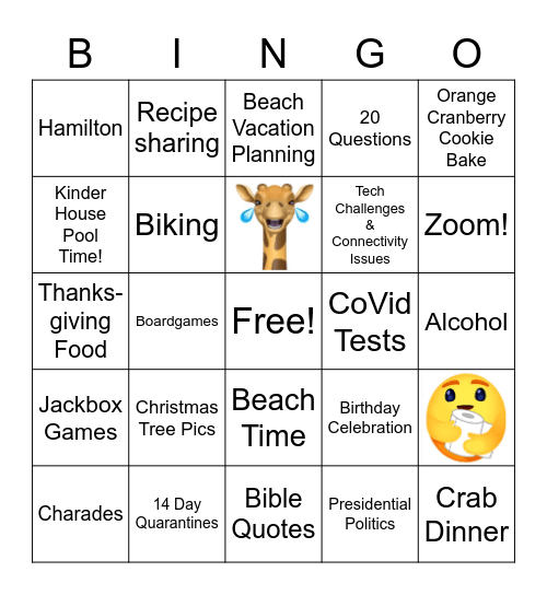 Kinder Year of 2020 Bingo Card