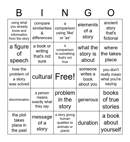 Penelope's Matching Bingo Card