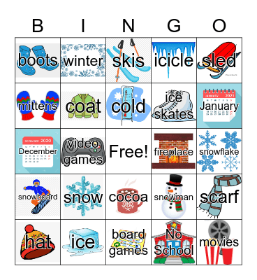 Winter Vacation Bingo Card