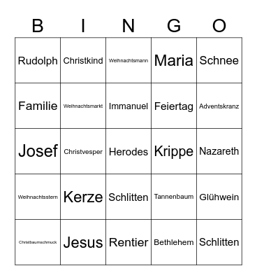 Weihnachten Bingo Card