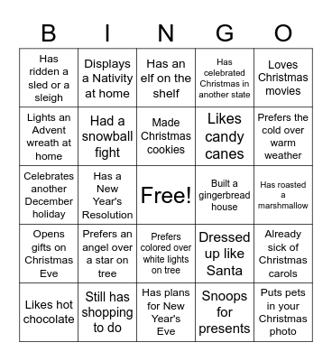 Christmas Bingo Card