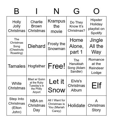 Cooley Bingo Card