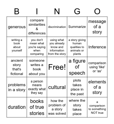 Ms. Lewis Matching Bingo Card