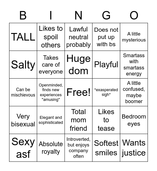 Nadia Bingo Card