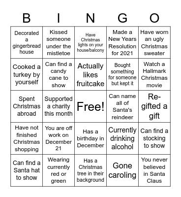 Christmas Bingo Card