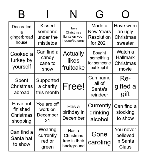 Christmas Bingo Card