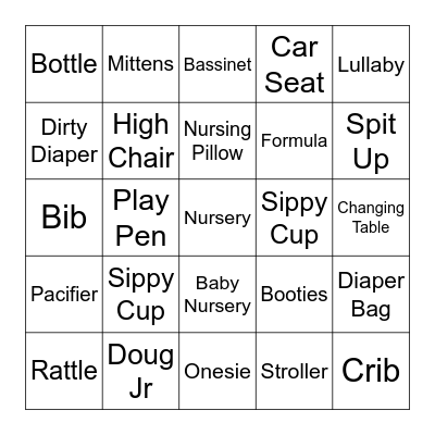 Arleen & Zach's Baby Shower Bingo Card