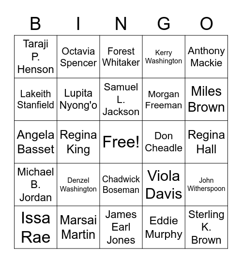 Welcome to the Red Carpet Bingo Card