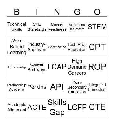 CTE BINGO Card