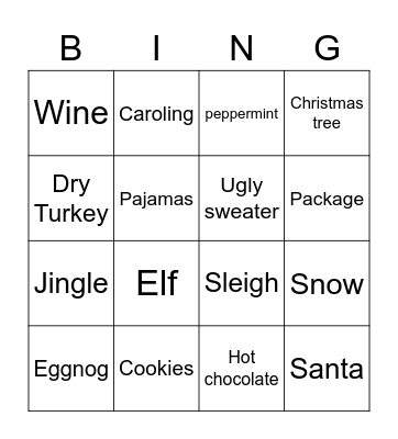 eBay Payments Holiday Bingo Cards Bingo Card