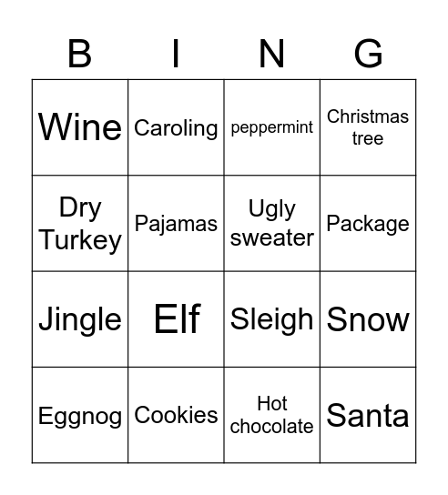 eBay Payments Holiday Bingo Cards Bingo Card