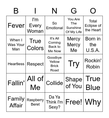 Divas & Dudes Bingo Card