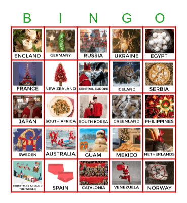 Christmas Around The World Bingo Card