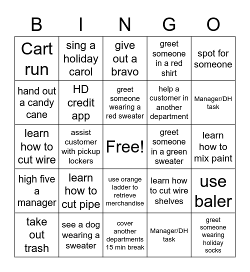 Holiday Bingo Card