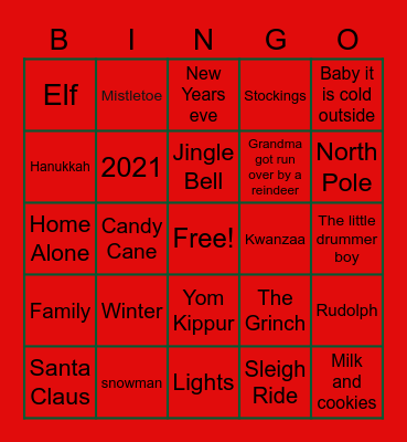 Holiday Bingo Card