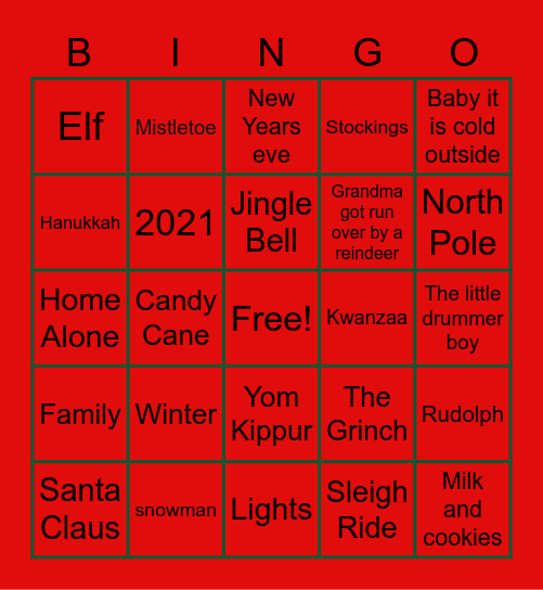 Holiday Bingo Card