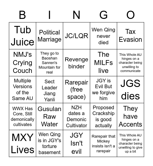 MDZS Gang Bingo Card