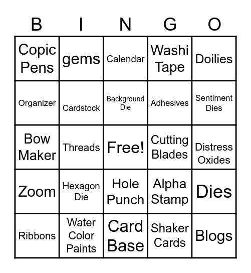 Our Little Crop Group Zoom Bingo Card