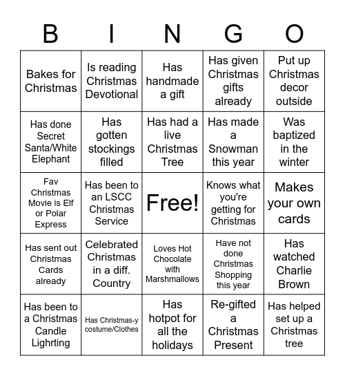 Christmas! Bingo Card