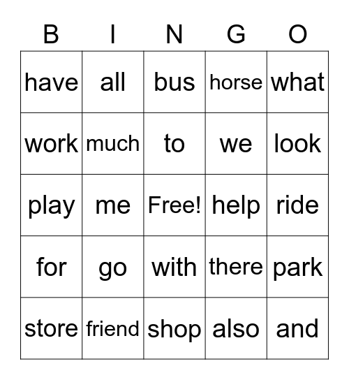 PCI words 26-50 Bingo Card