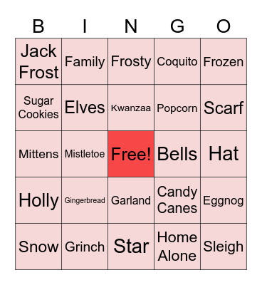 Holiday Bingo Card