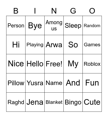 Bingo game! Bingo Card