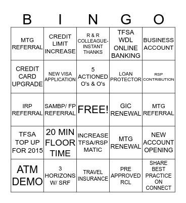 SALES TEAM BINGO  Bingo Card