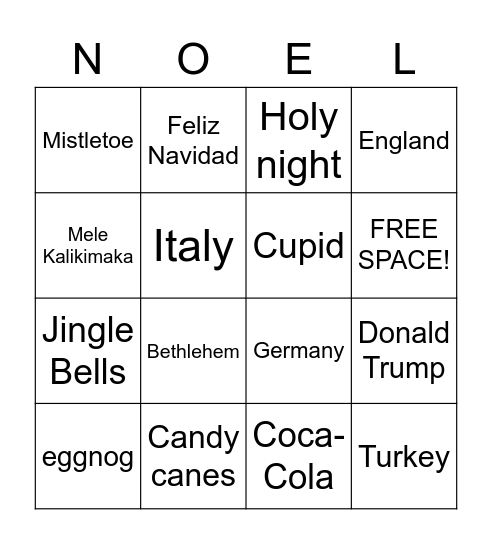 Christmas Trivia Bingo Card