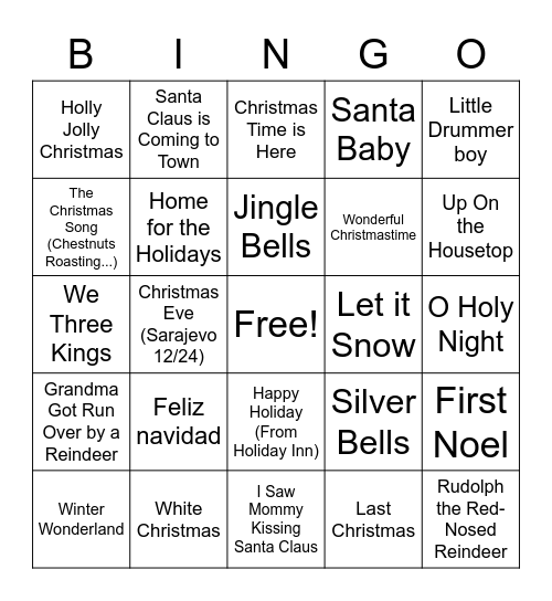 HOLIDAY MUSIC Bingo Card