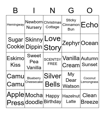 SCENTSY BINGO Card