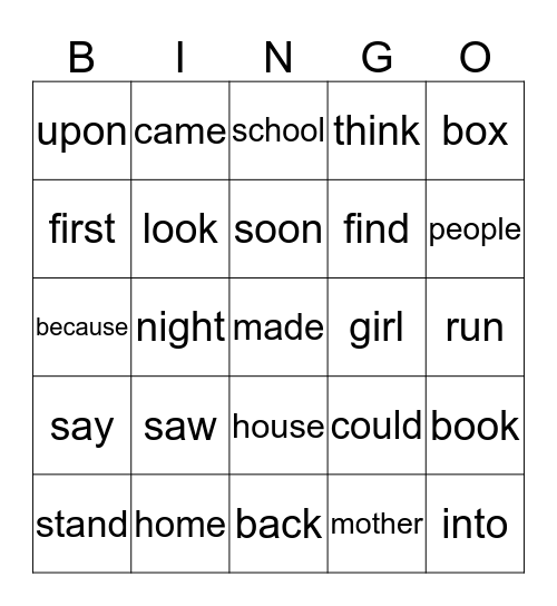 Word Wall Bingo First Grade #76-100 Bingo Card