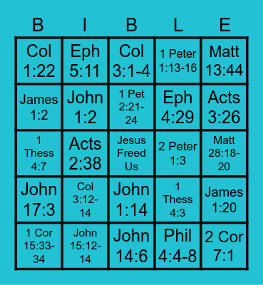 Bible Right Bingo Card