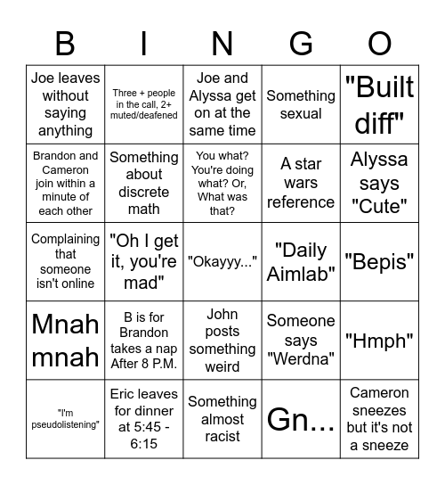 Discord Bingo Card