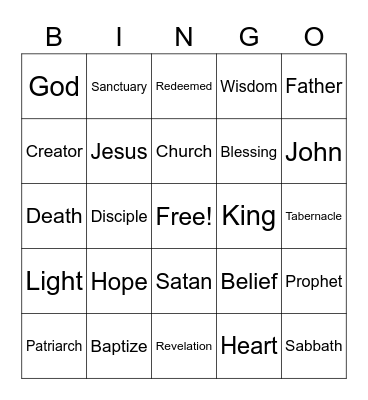 Sermon Bingo Card