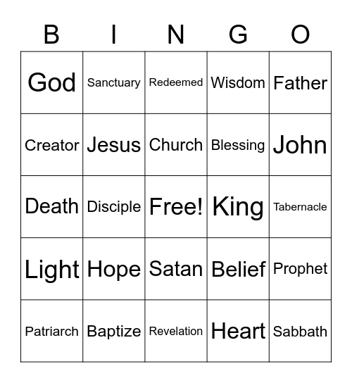 Sermon Bingo Card