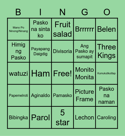Pasko Na! Bingo Card