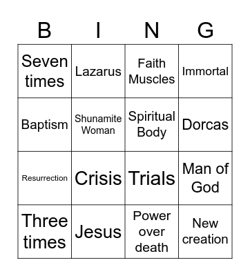 Resurrection Bingo Card