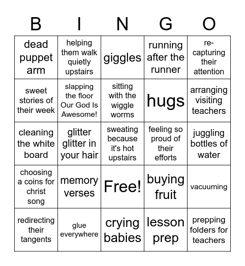 The Amazing Teacher Bingo Card