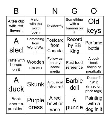 Antique Bingo! Bingo Card