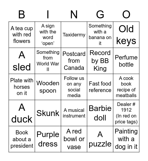 Antique Bingo! Bingo Card