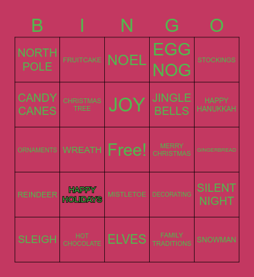 Holiday Bingo Card