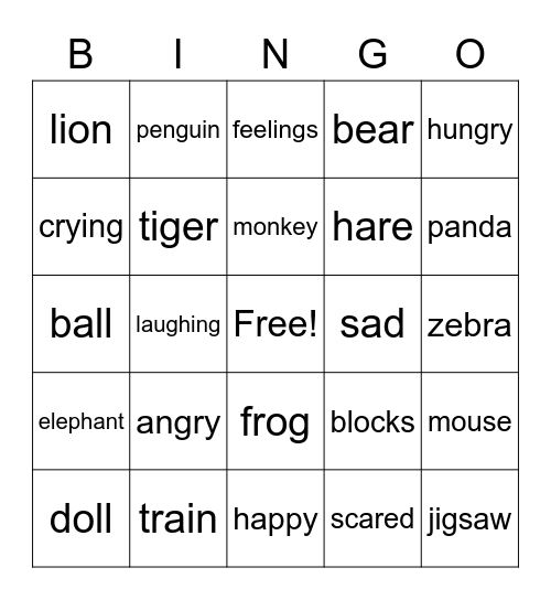 Hare is Scared Bingo Card