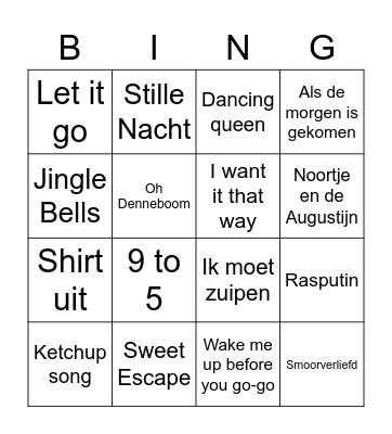 K1 Kerstd1ner BINGOOOOOO Bingo Card