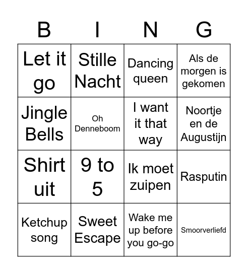 K1 Kerstd1ner BINGOOOOOO Bingo Card