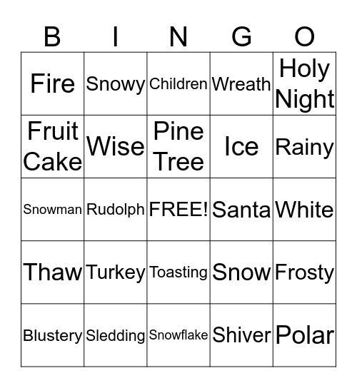 Winter Bingo Card