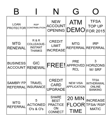SALES TEAM BINGO  Bingo Card