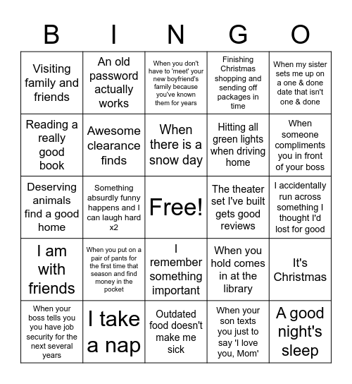 I love it when that happens Bingo Card